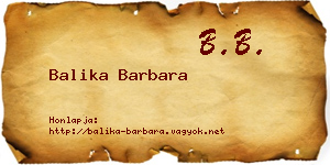 Balika Barbara névjegykártya